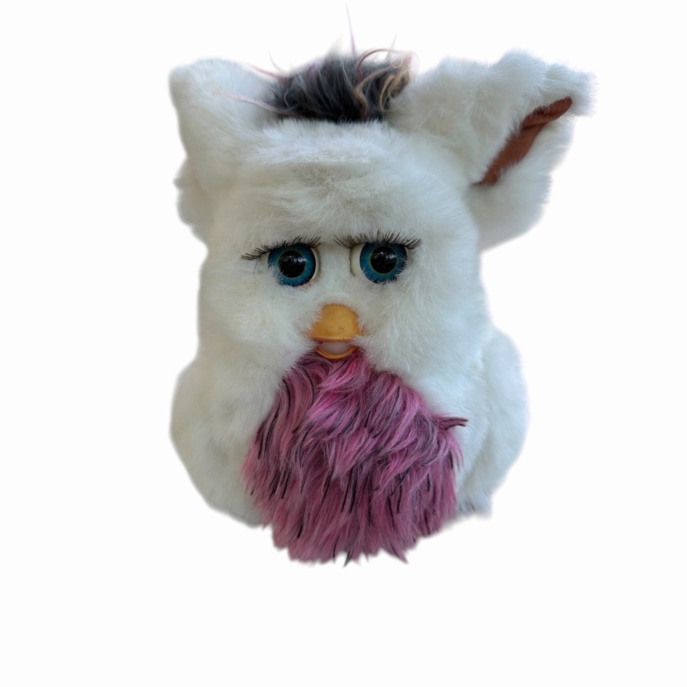 Vintage Furby Passion Fruit White Pink Gray 2005 Tiger Blue Eyes Tested Works